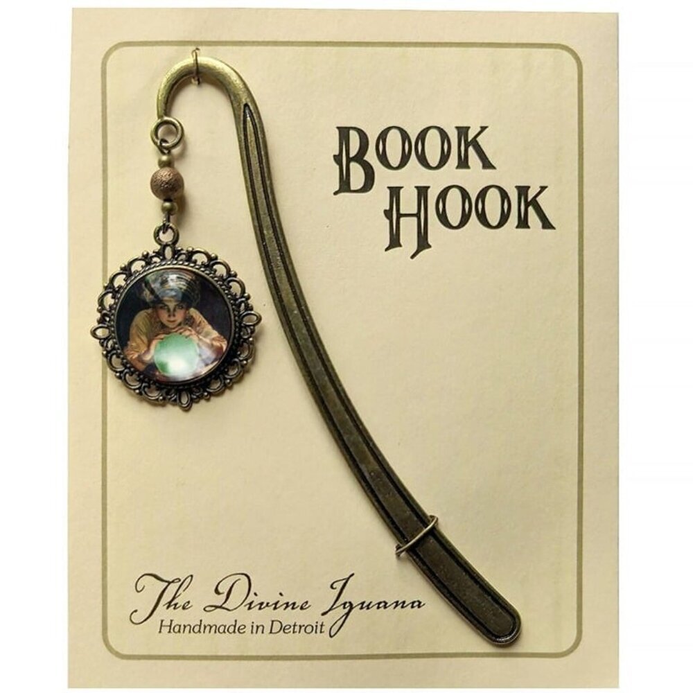 Fortune Teller Bookmark - Crystal Ball - RARE Antique Bronze Vintage Book Hook - Picture 4 of 7